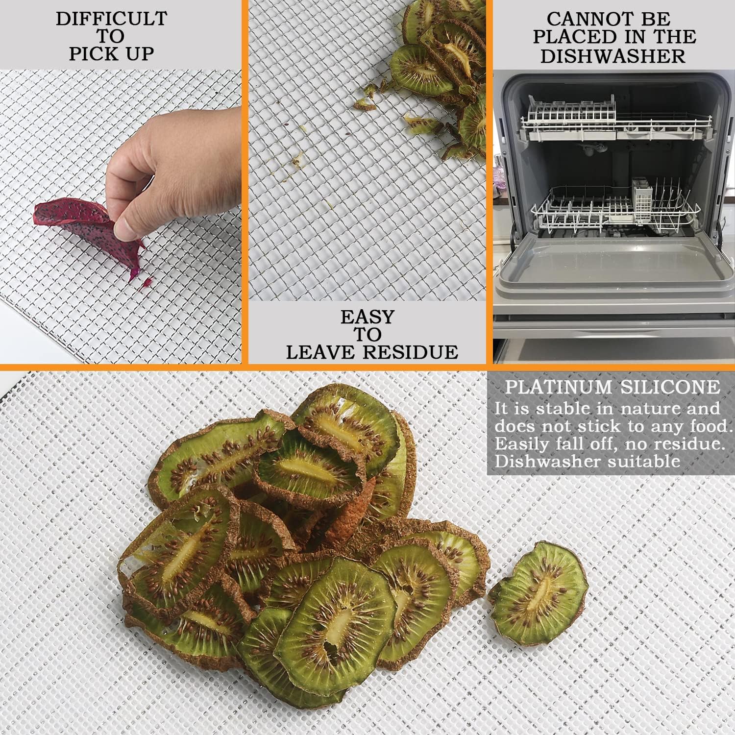 Mesh Silicone Dehydrator Sheets, 10X10 in 10 Pcs/Sets