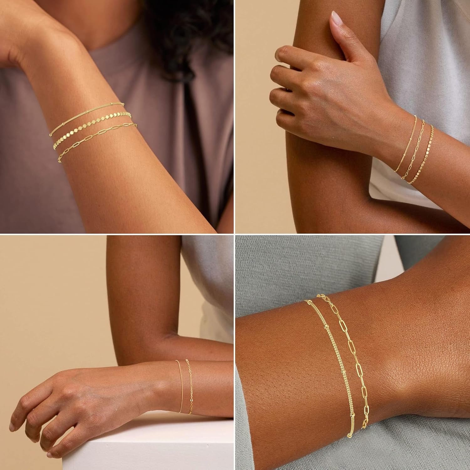 14K Gold Plated Beaded Chain Bracelet