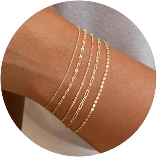 14K Gold Plated Beaded Chain Bracelet
