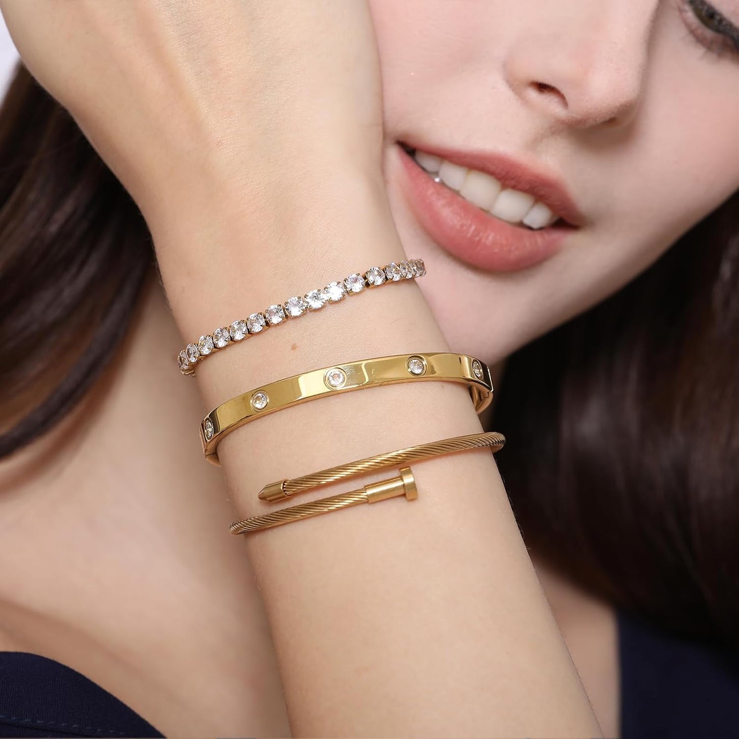 18 K Gold Plated Love Bangle Bracelet