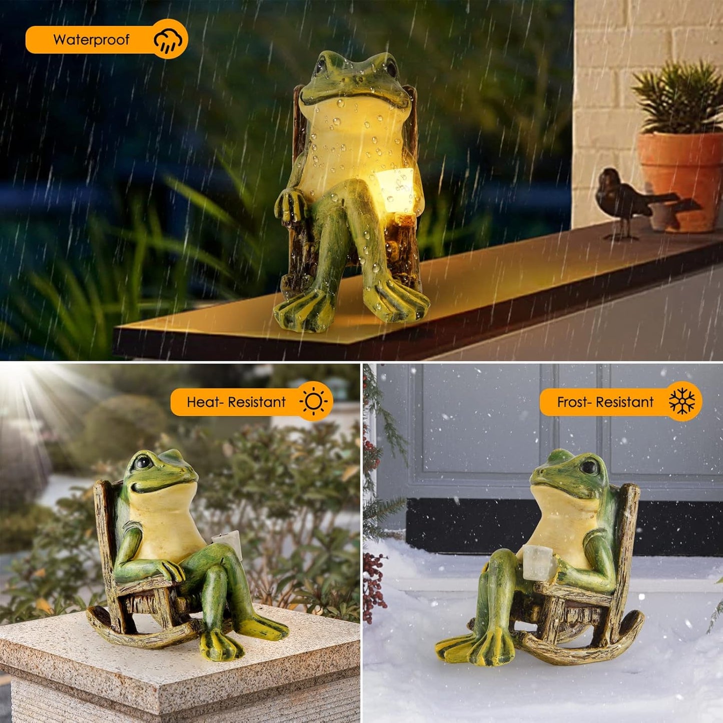 Solar Frog Garden Statue Fairy Decor