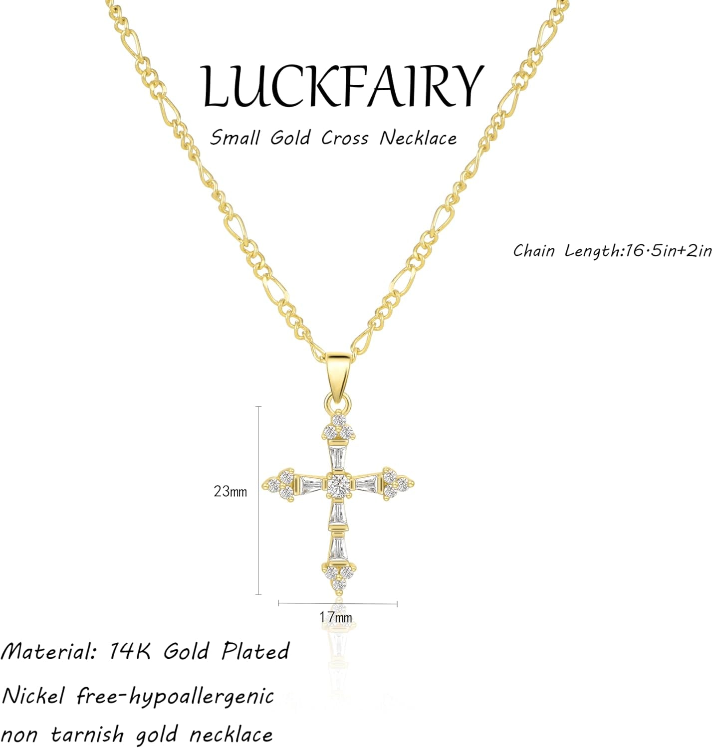 14K Gold Plated Double Cross Necklace
