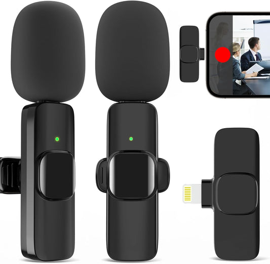 2-Pack Wireless Lavalier Mic for iPhone