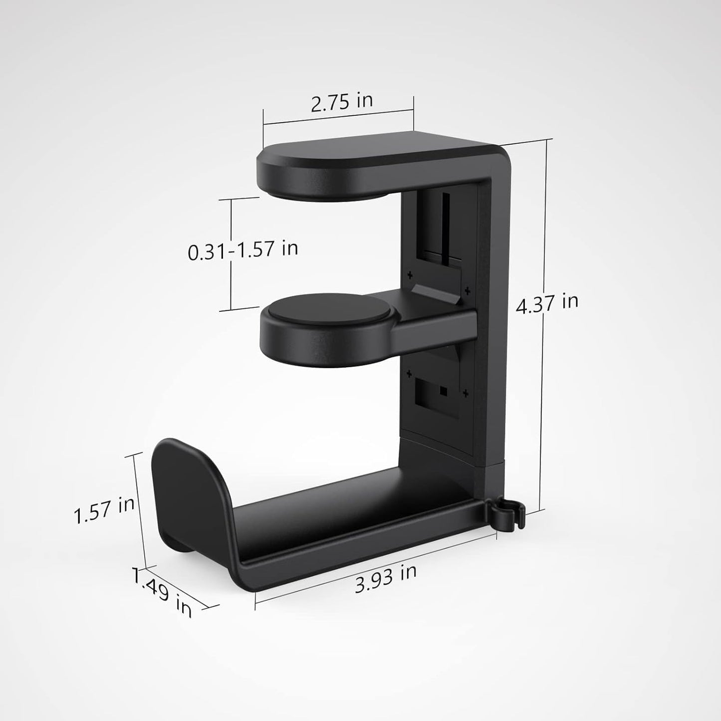 Rotating Under Desk Headphone Stand Black