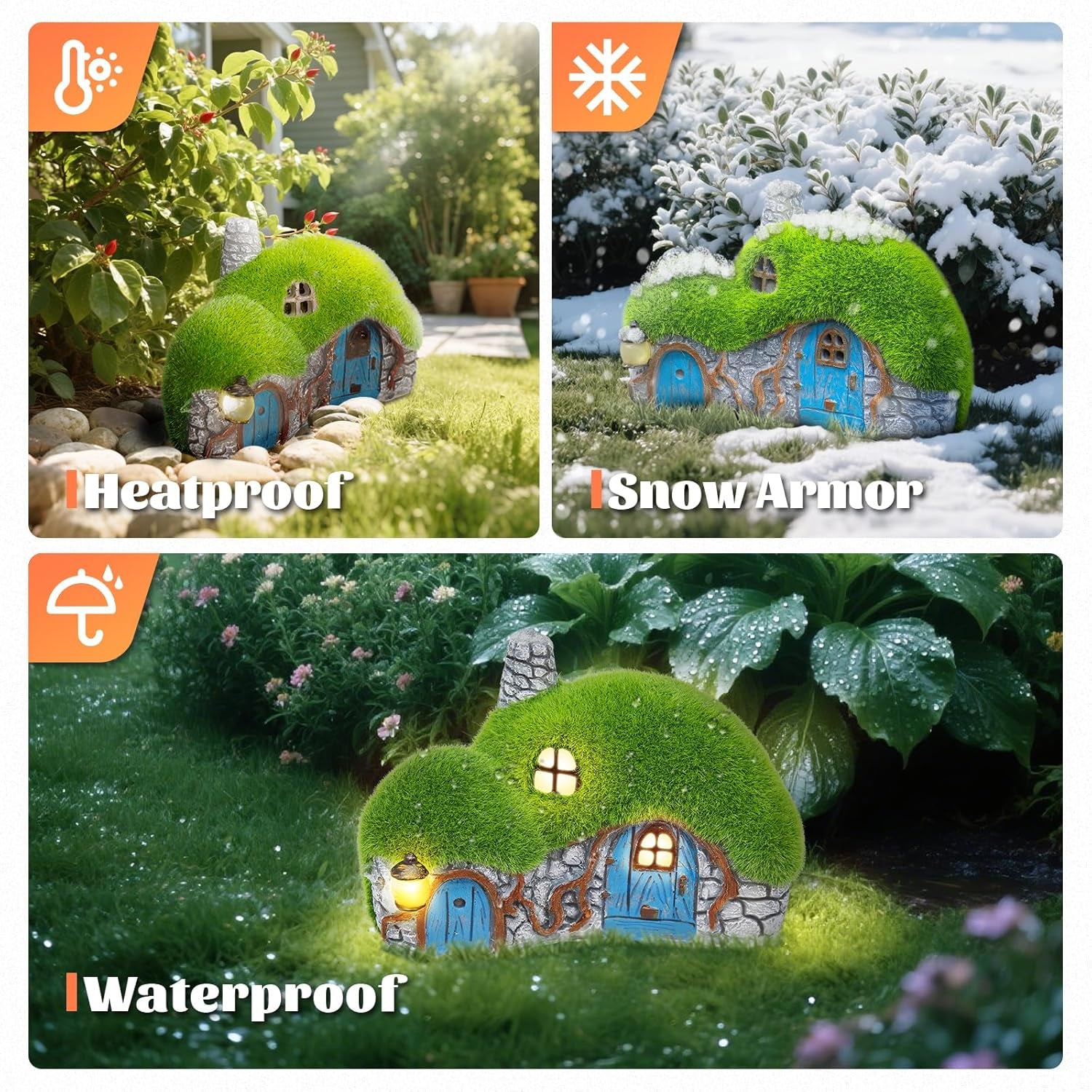 Outdoor Figurine Lights House Statue