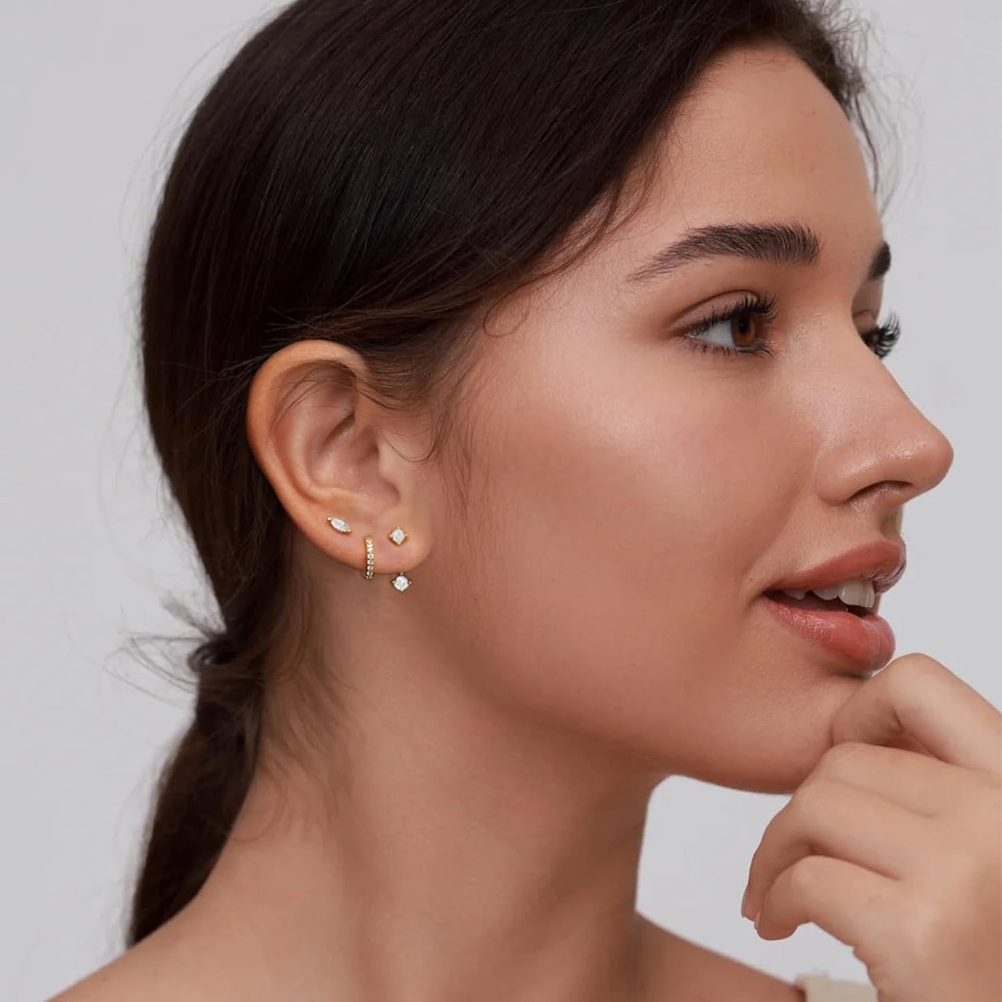 6 Pairs 14K Gold Plated Stud Earrings