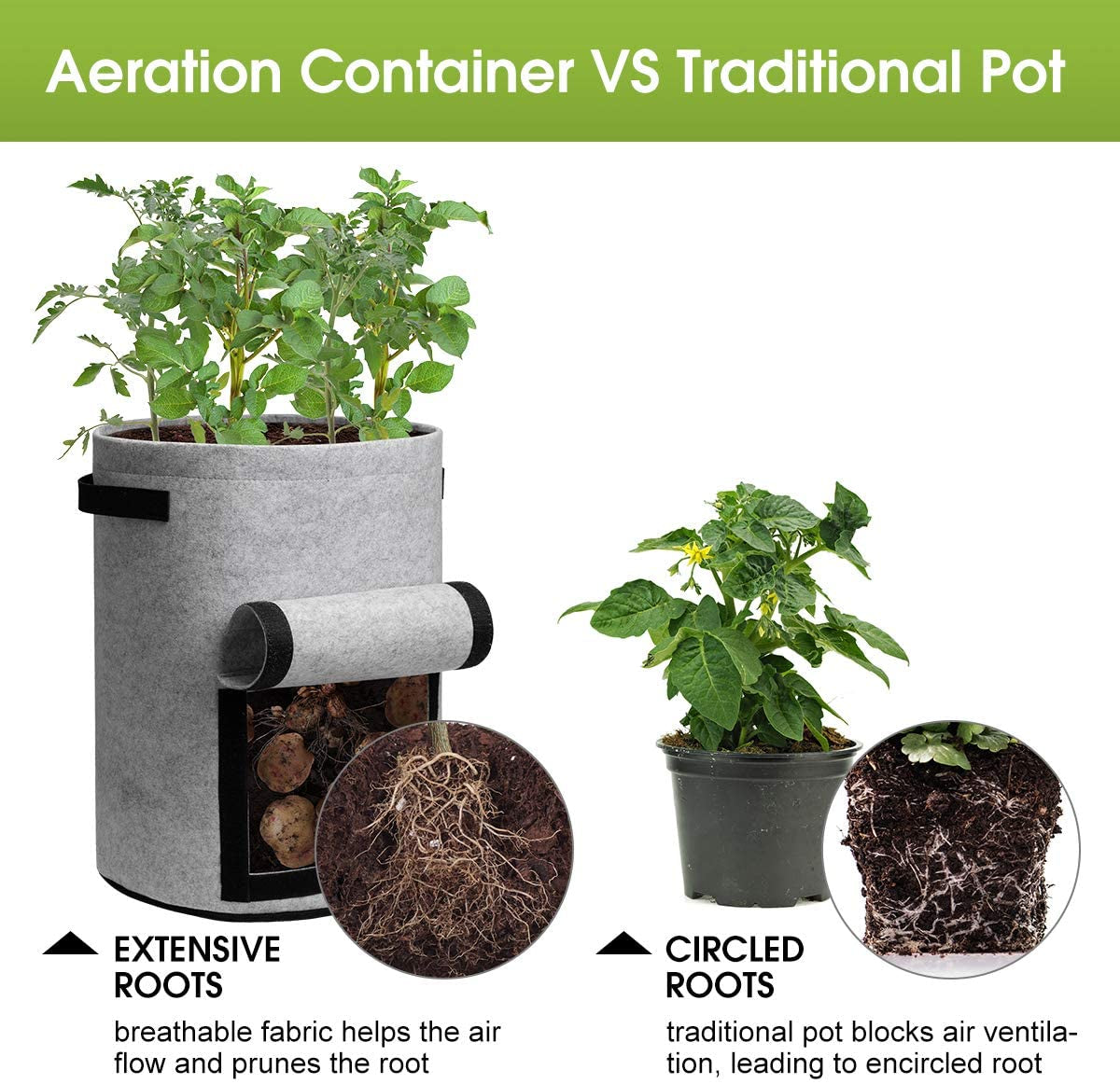 4-Pack 10 Gallon Potato Grow Bags Flap