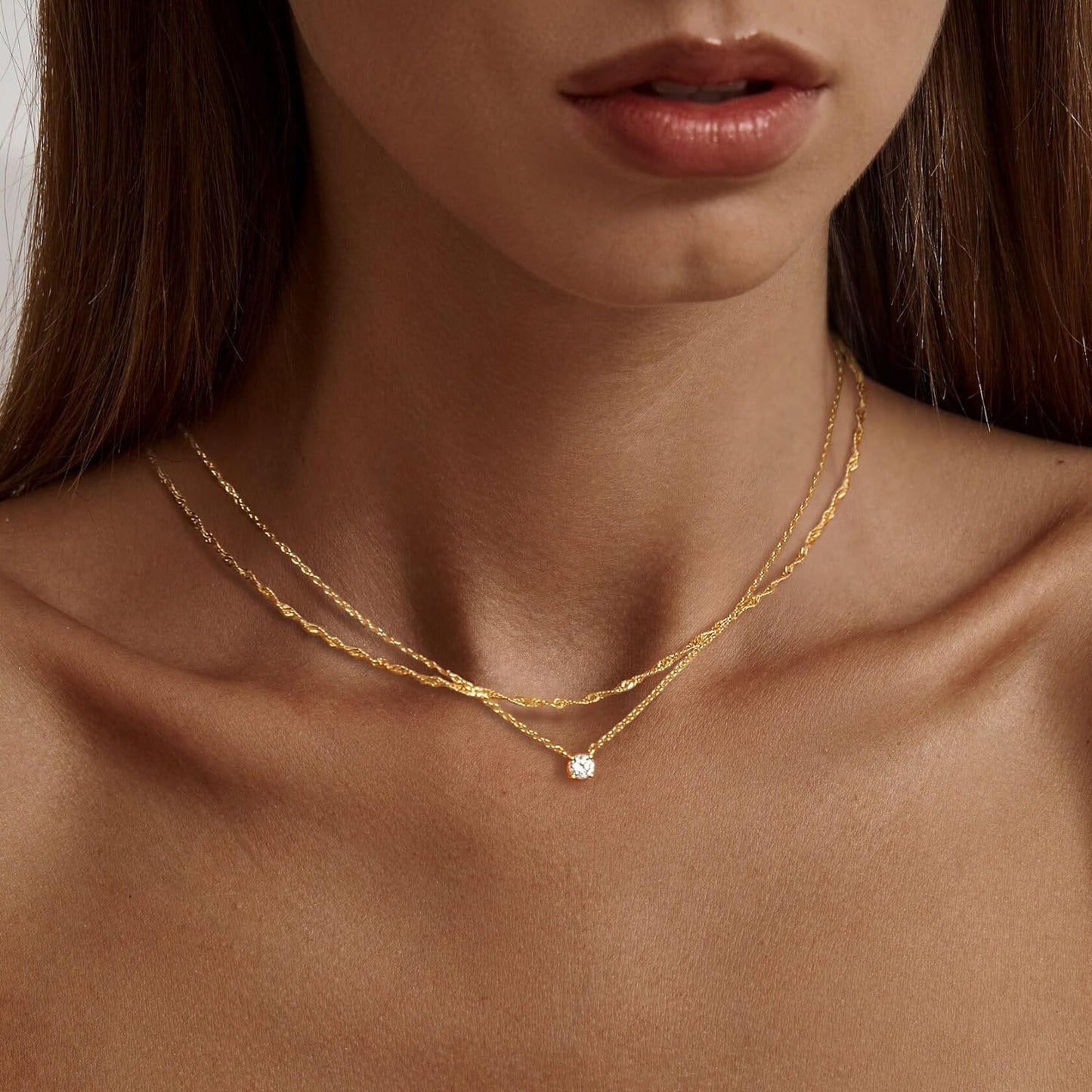 Dainty 14K Gold Plated Pendant Necklace
