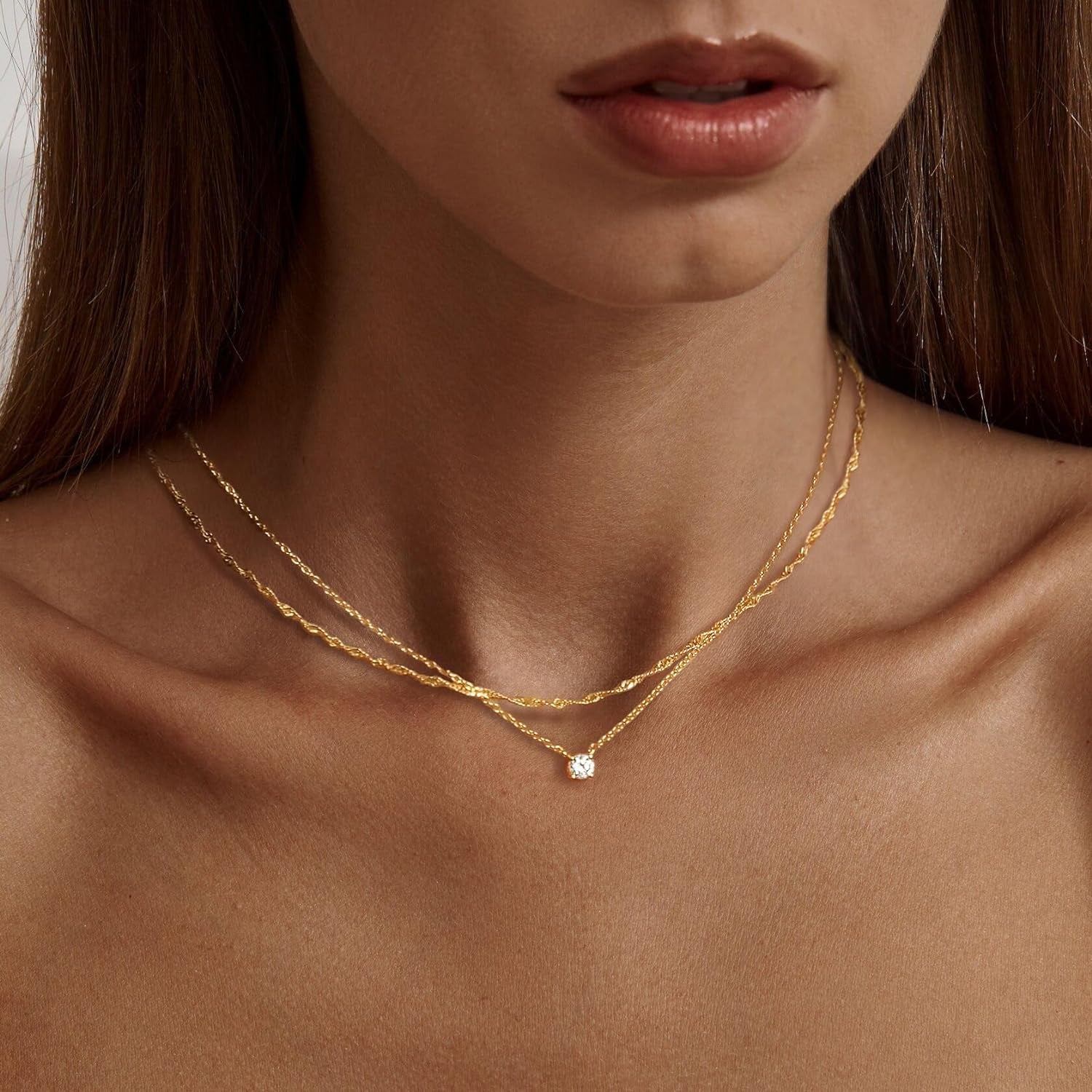 Dainty 14K Gold Plated Pendant Necklace