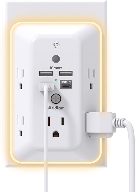 Surge Protector Outlet Extender w/ USB-C