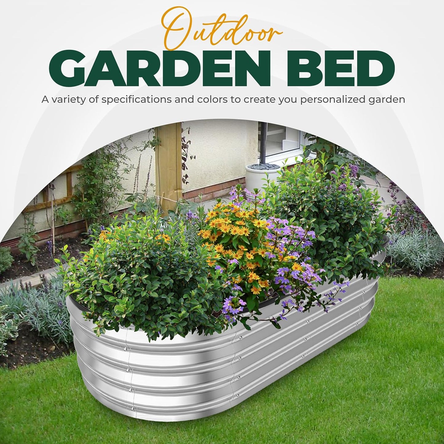 Galvanized Raised Garden 4x2x1Ft Silver