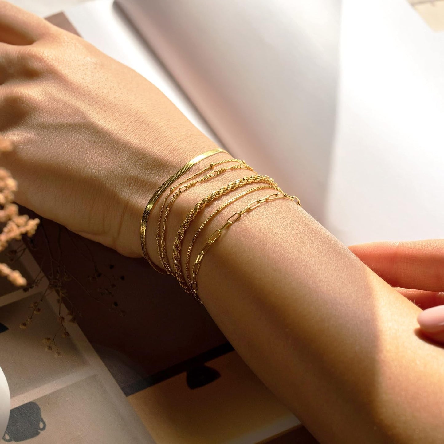 14K Gold Plated Stackable Chain Bracelet