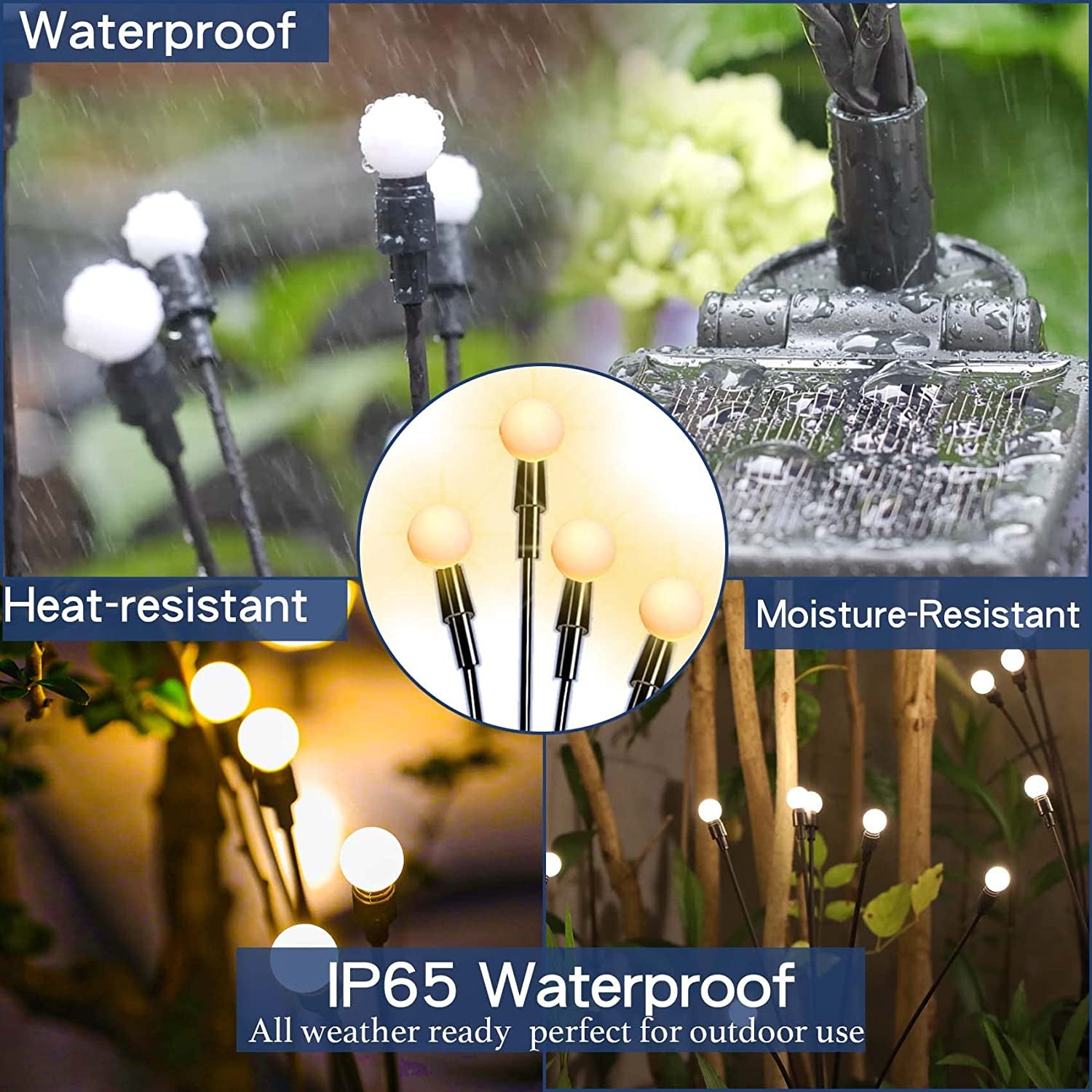 2 Pack Solar Swaying Garden Lights White