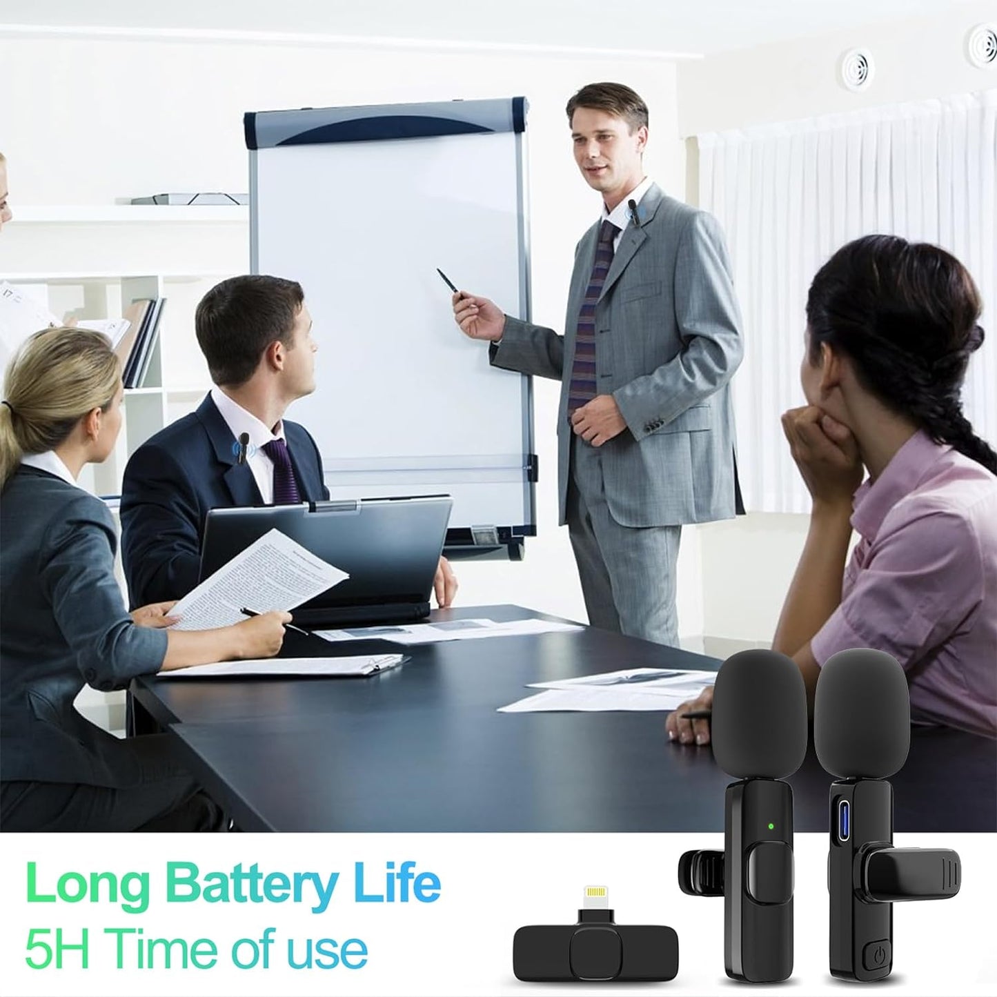 2-Pack Wireless Lavalier Mic for iPhone