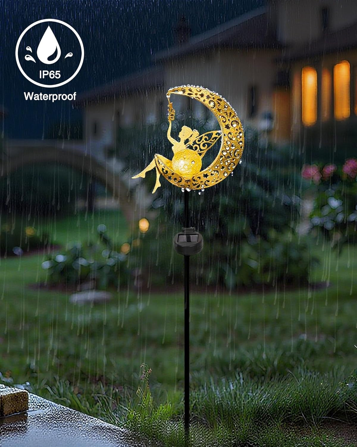 Solar Fairy Moon Garden Statue Decor