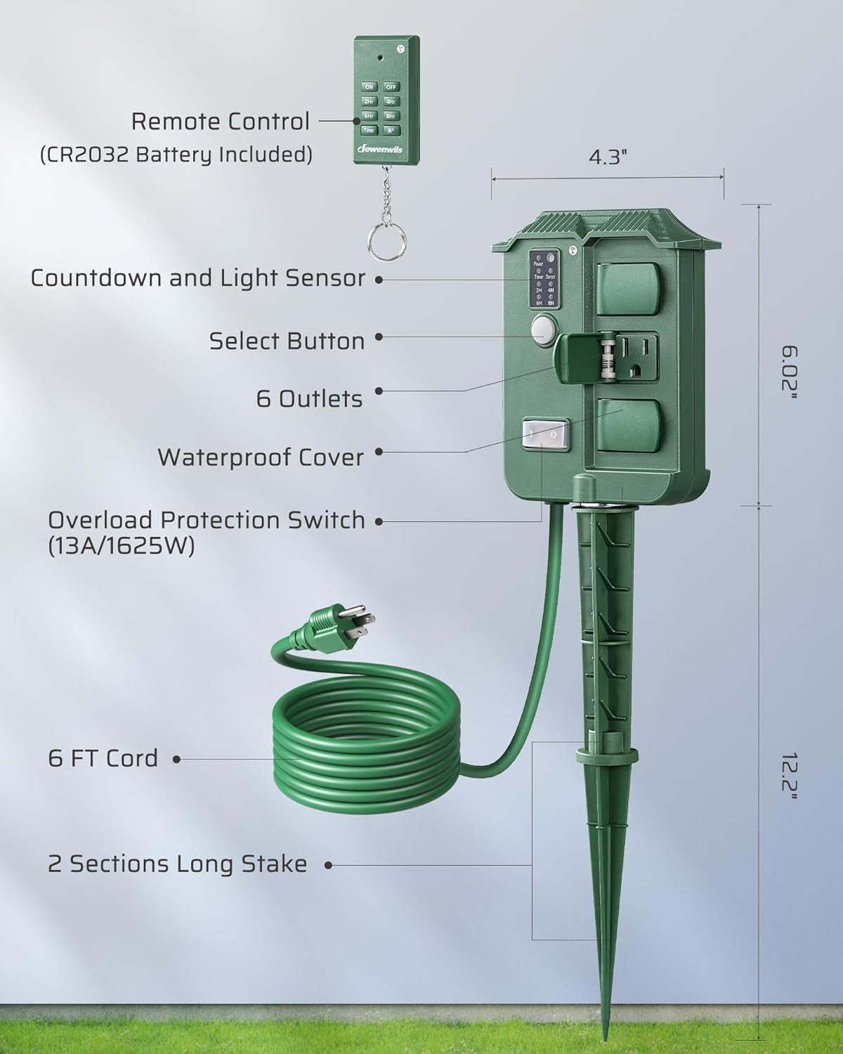 Outdoor Power Timer 6-Outlets Remote