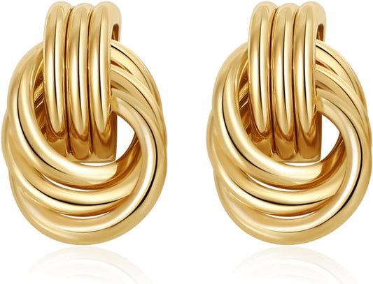 Trendy Gold Plated Knot Dangle Earrings