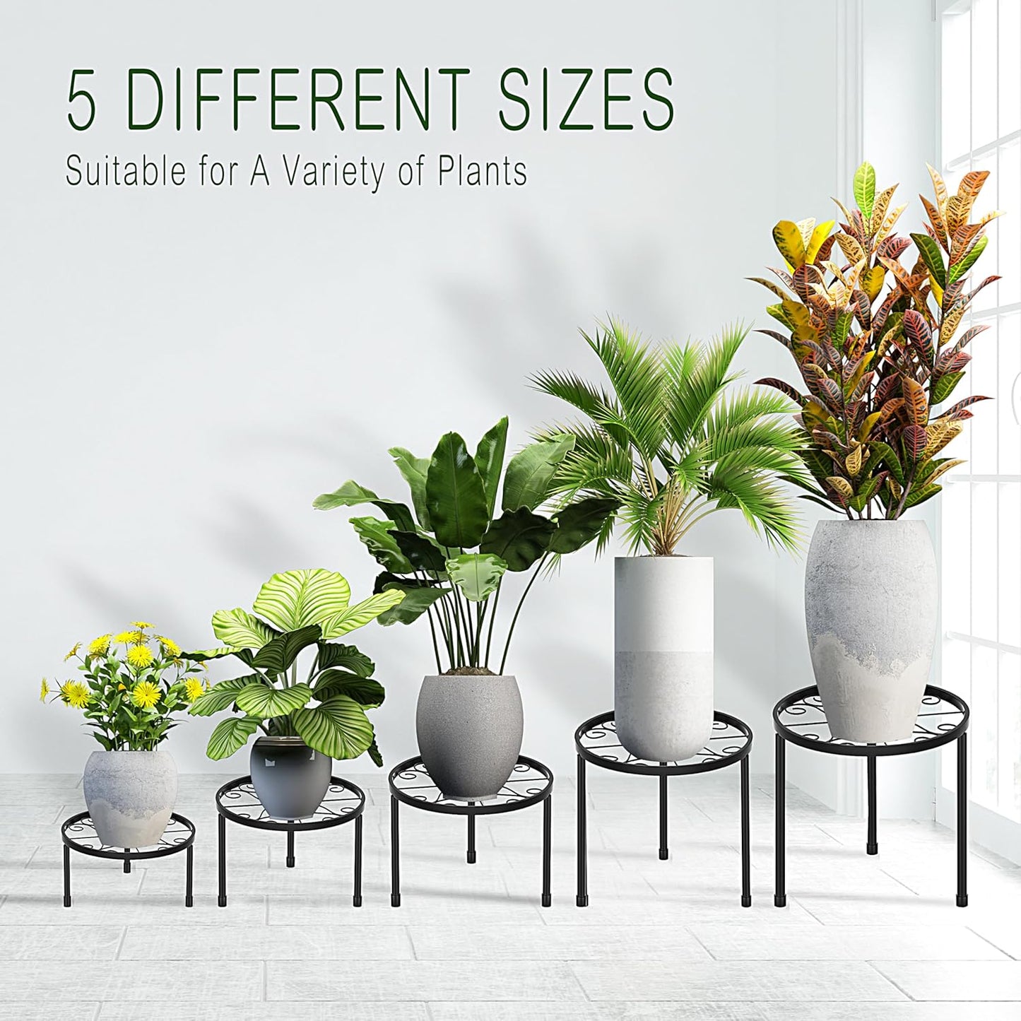 5-Pack Metal Plant Stands Indoor Outdoor