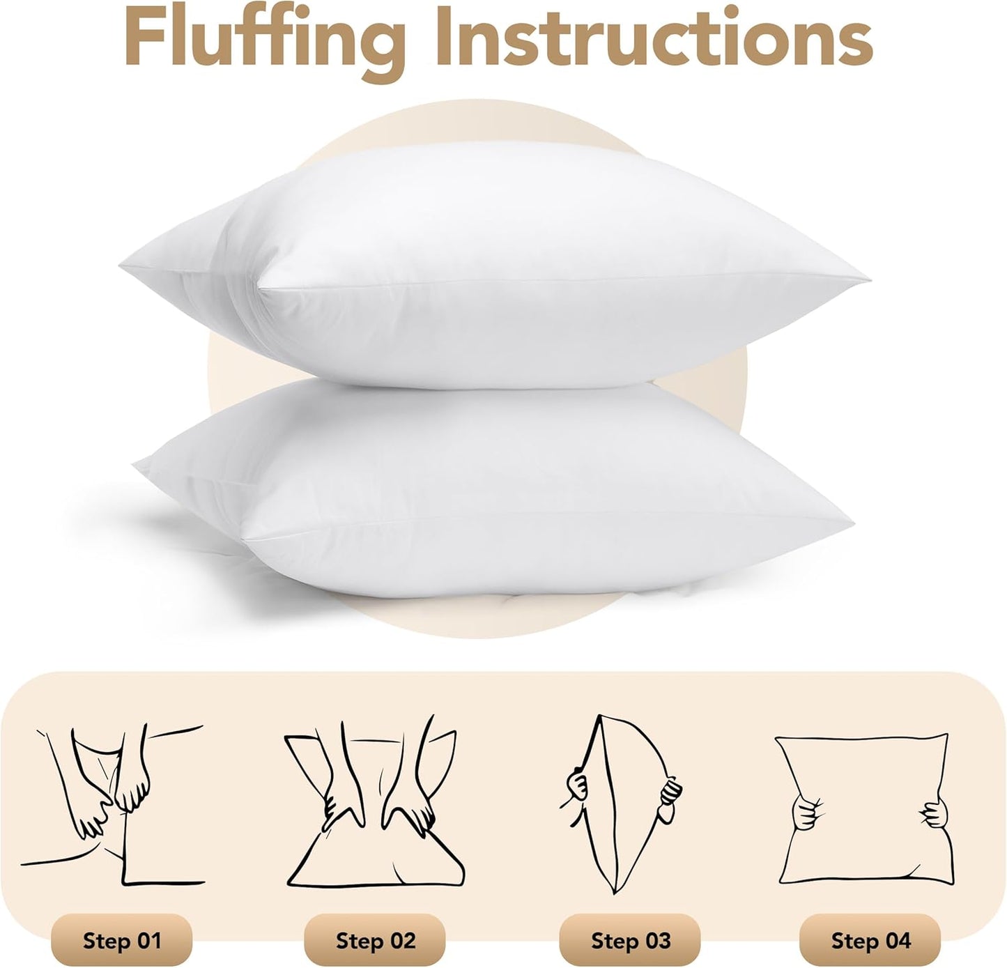 Outdoor Pillow Inserts 18 X 18 Inches (Pack of 2, White)
