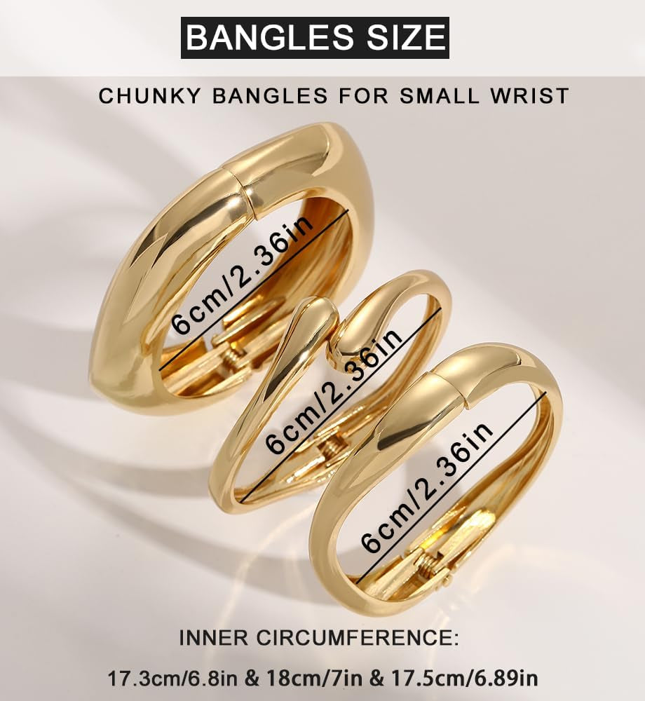 Chunky 14K Gold Plated Bangle Bracelet