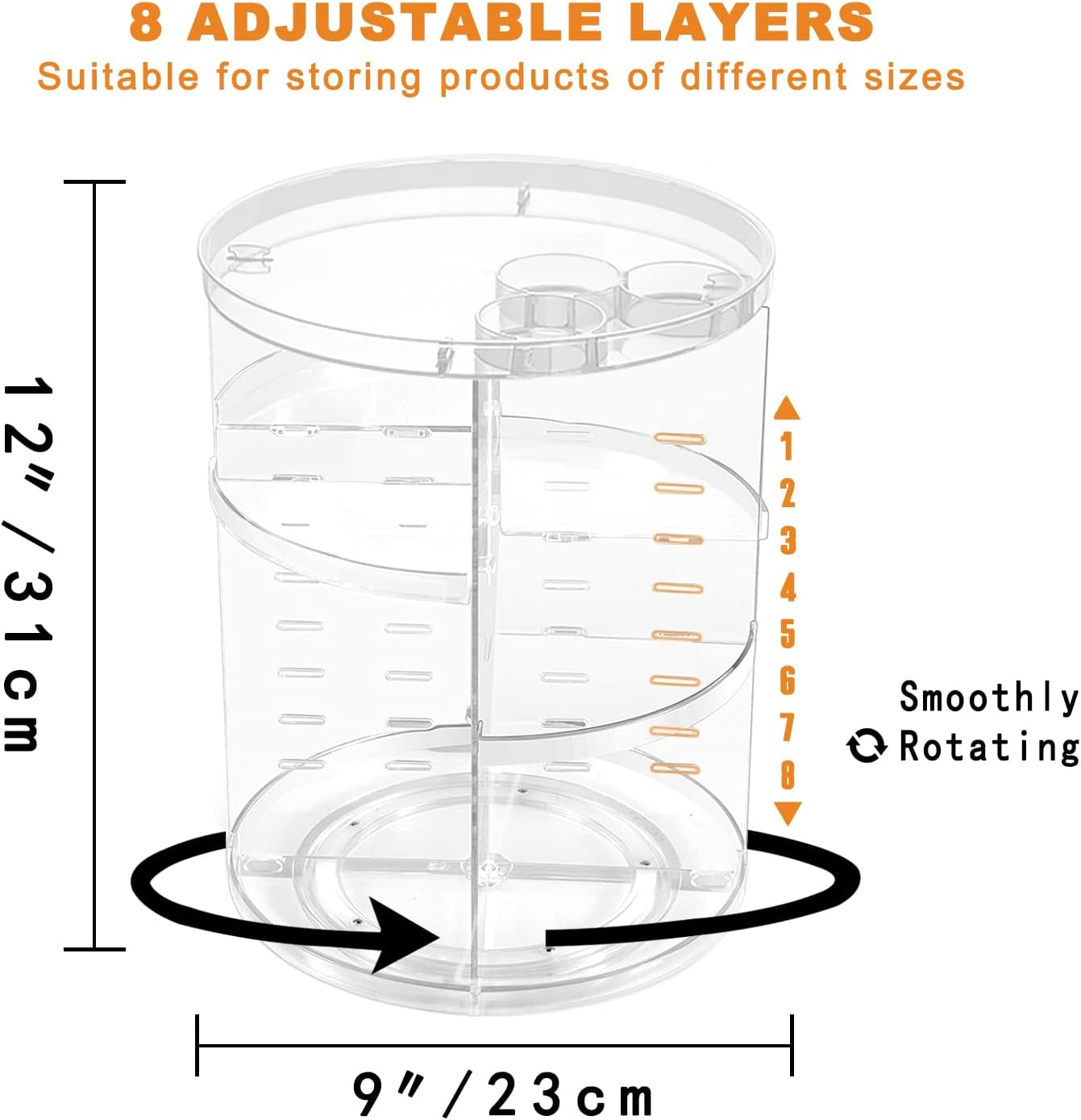 Rotating Makeup Organizer, 8 Adjustable