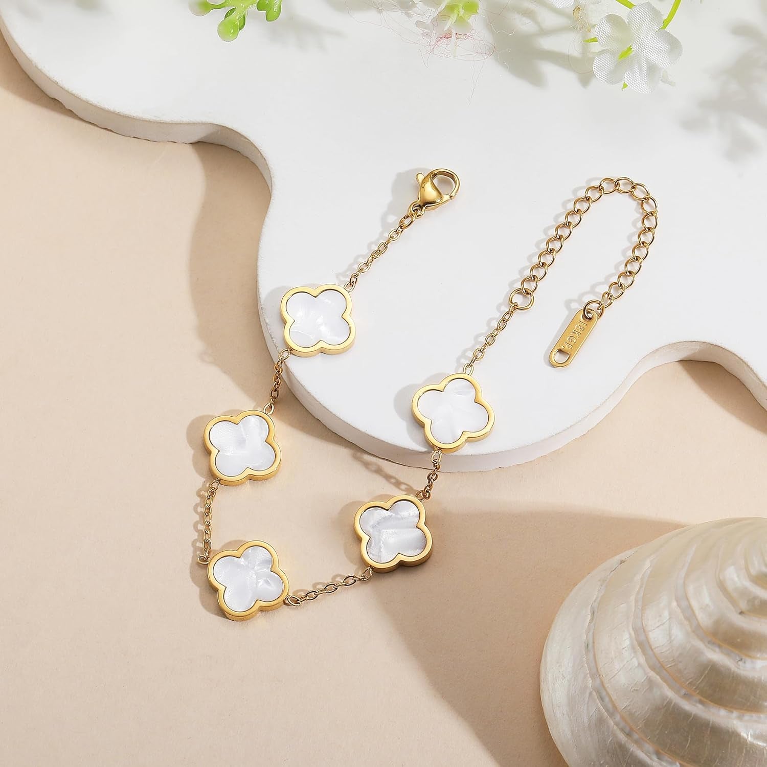 18K Gold Plated Clover Link Bracelet