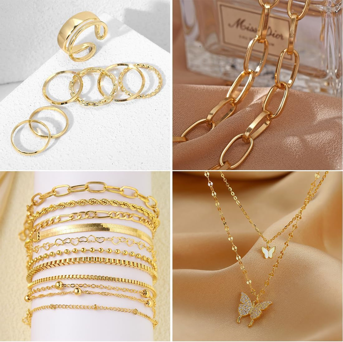 47Pcs Gold Jewelry Set for Women