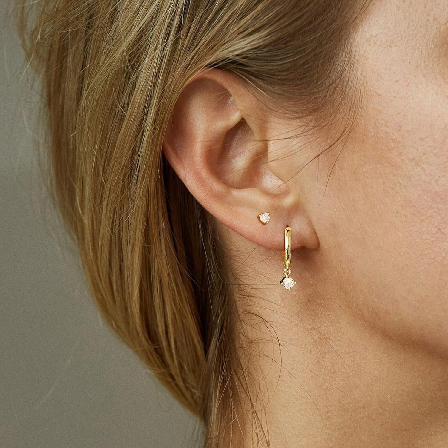 3 Pairs 14K Gold Plated Hoop Earrings