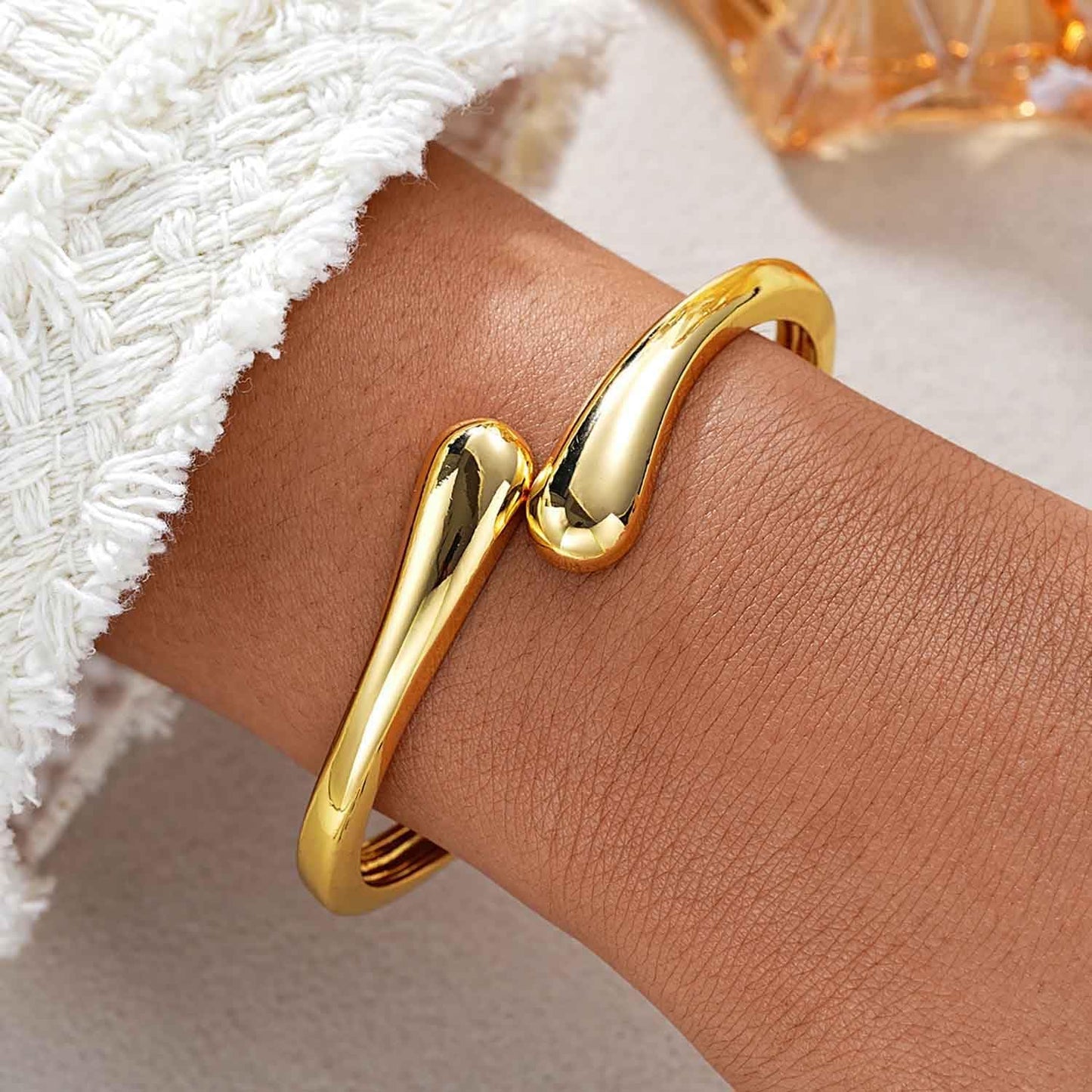 Gold Chunky Twist Bangle Bracelet