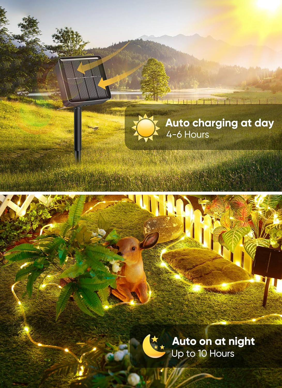 39FT Solar Rope Lights 100LED Warm White