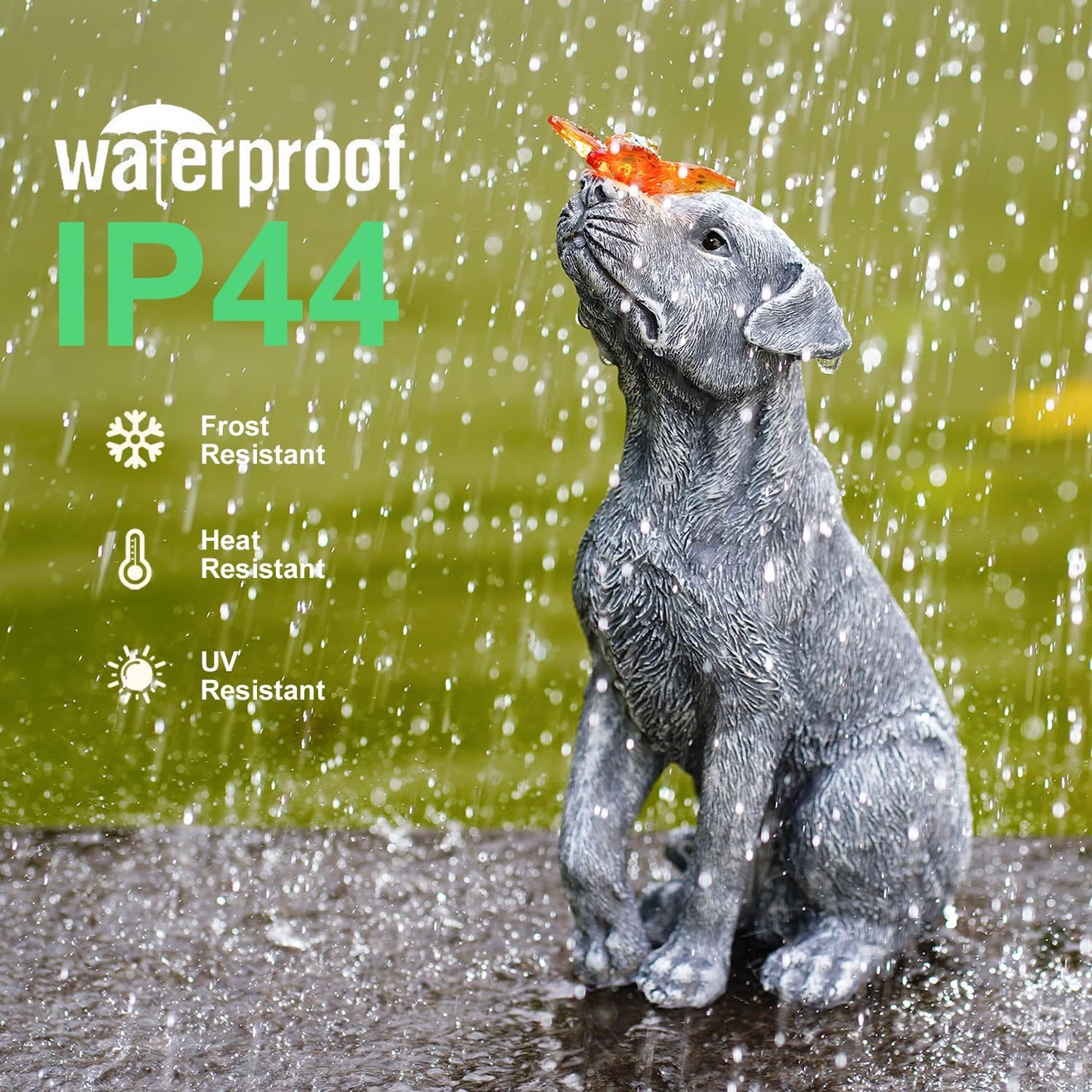 Dog Garden Statue with Butterfly Decor