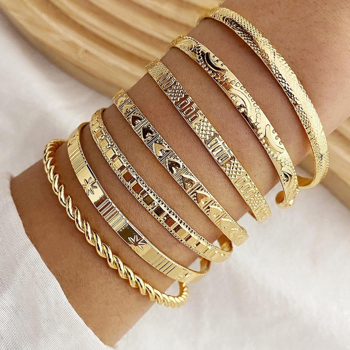 14K Gold Plated Stackable Bangle Set