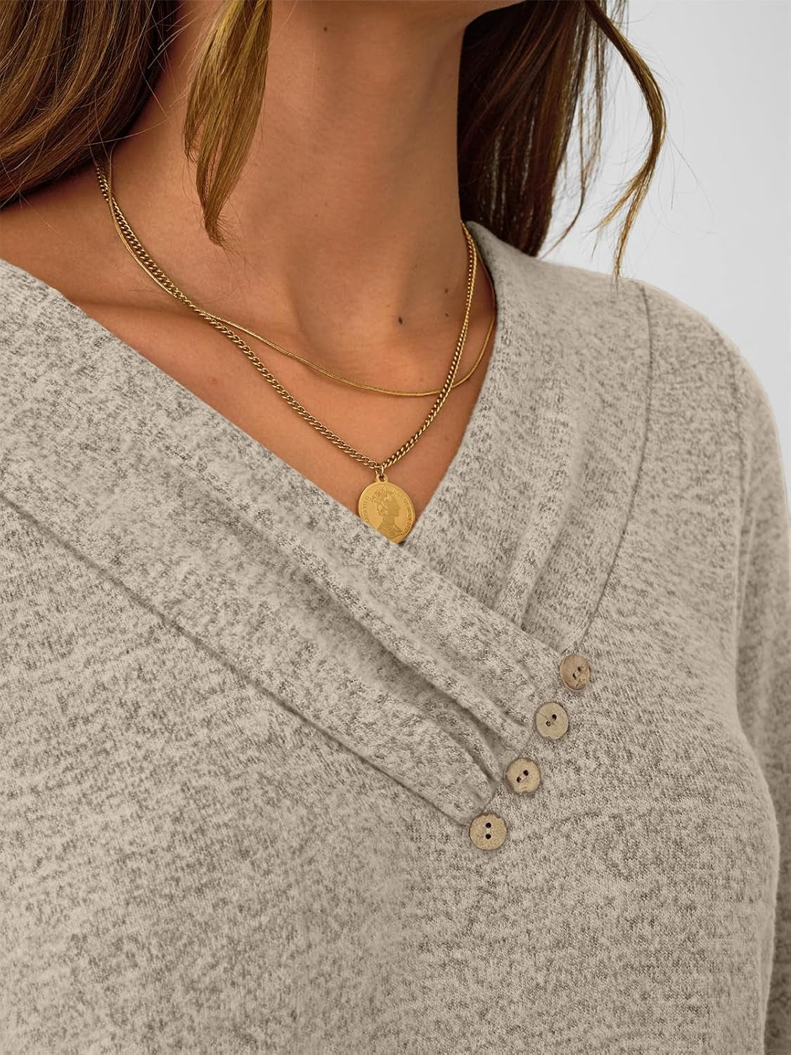 Women’s V-Neck Long Sleeve Tunic Blouse