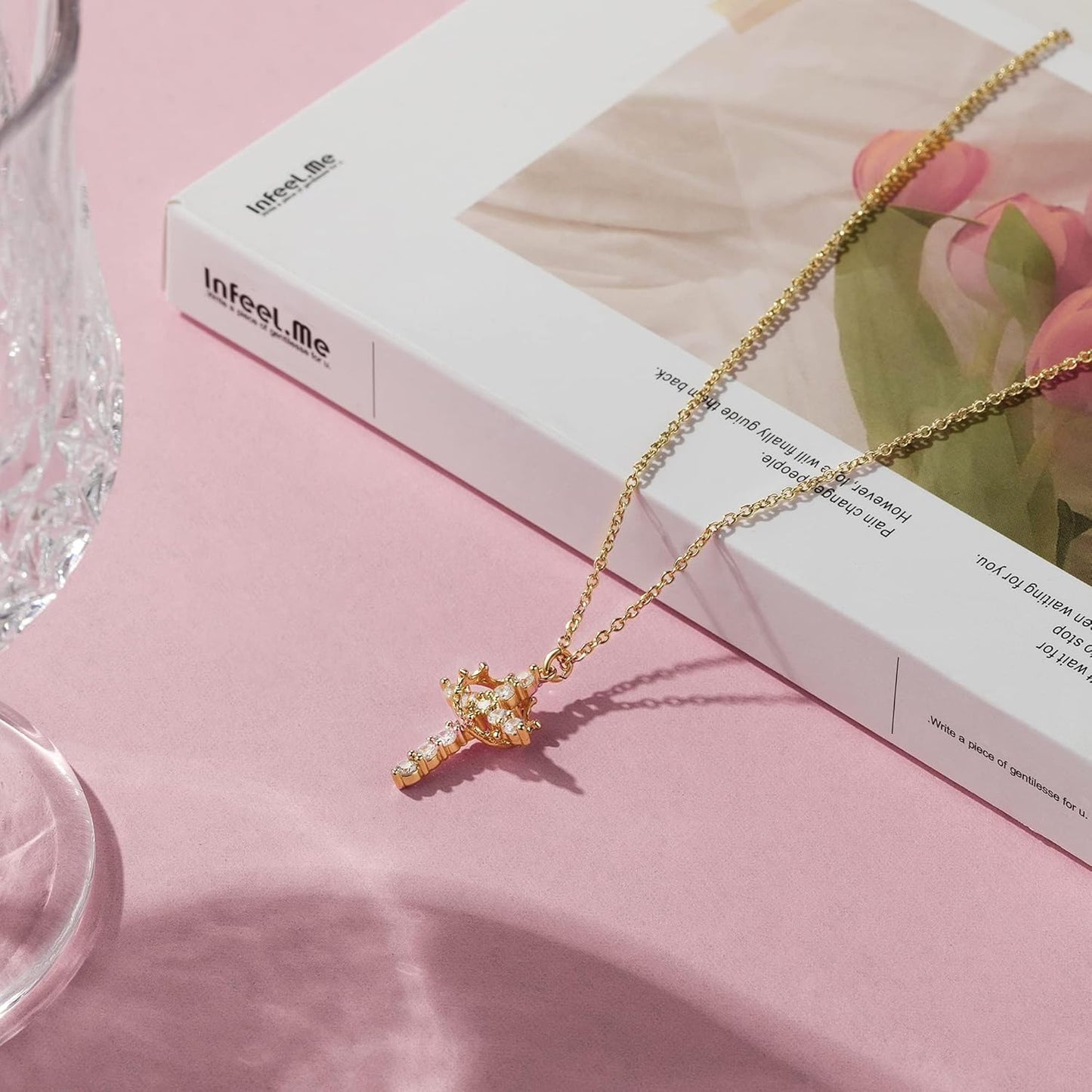14K Gold Plated Crown Pendant Necklace