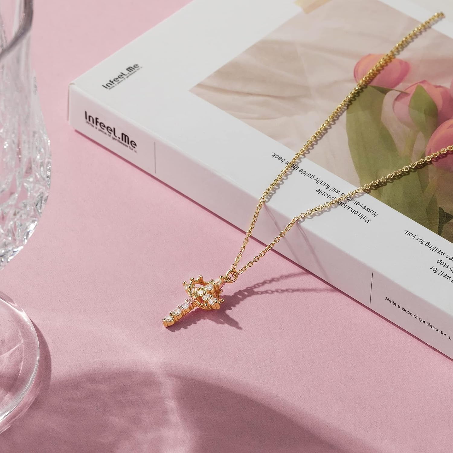 14K Gold Plated Crown Pendant Necklace