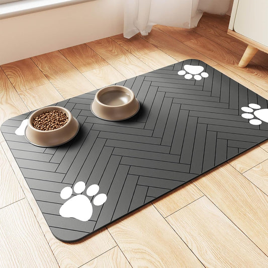 Absorbent Pet Feeding Mat 12"x20" Gray