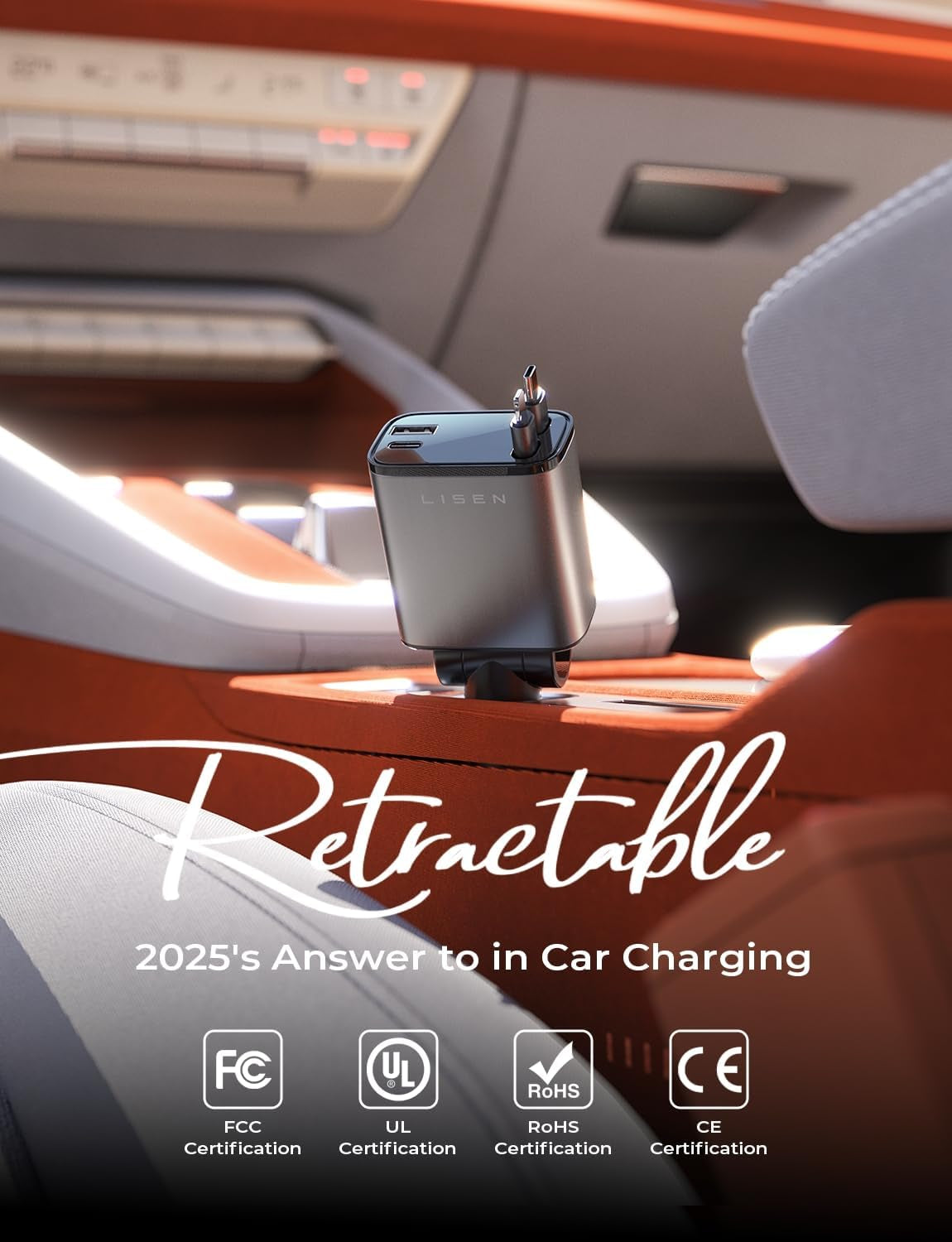Retractable 69W USB-C Car Charger iPhone