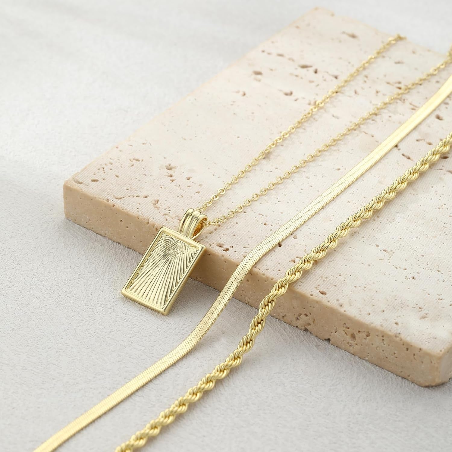 Layered Gold Silver Pendant Necklaces