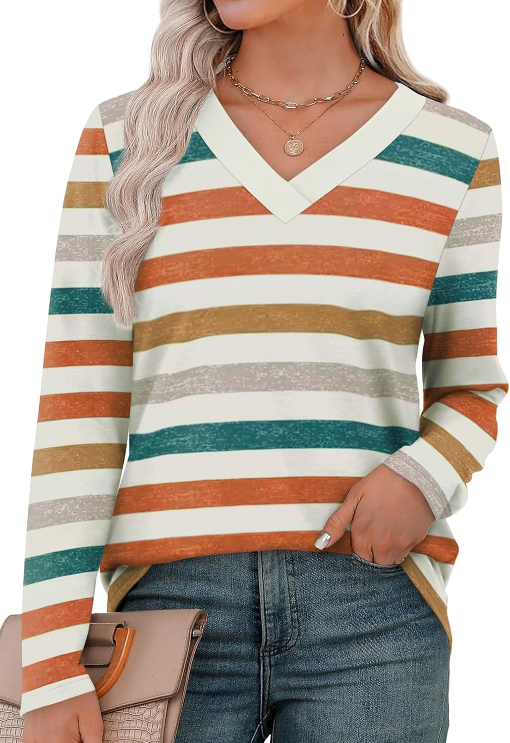 Women’s V-Neck Long Sleeve Tunic Top