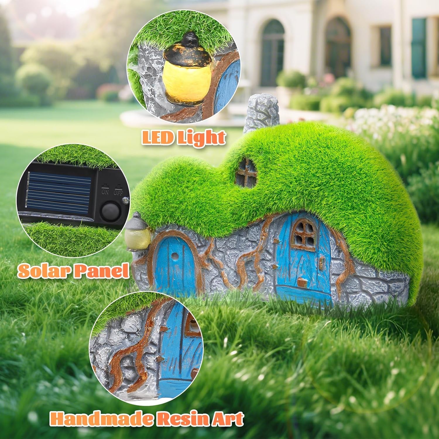 Outdoor Figurine Lights House Statue
