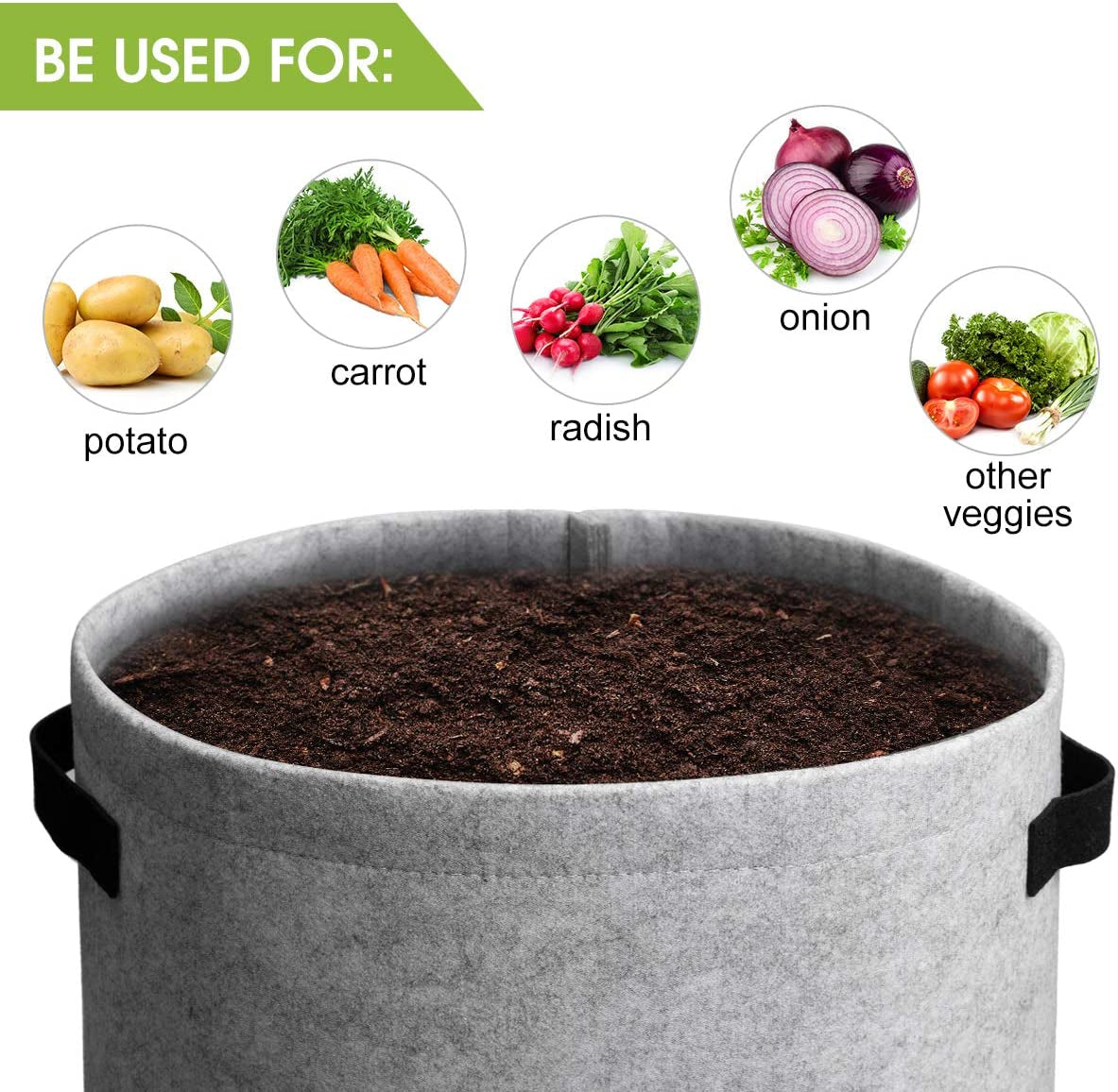 4-Pack 10 Gallon Potato Grow Bags Flap