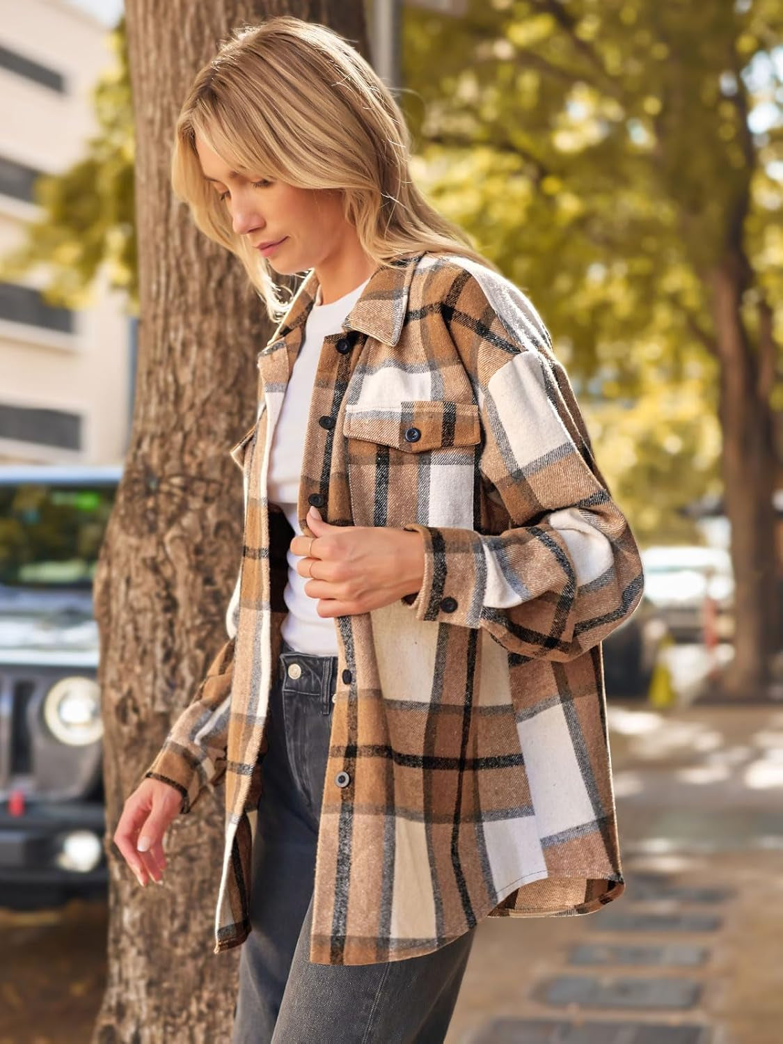 Women’s Plaid Flannel Shacket Jacket