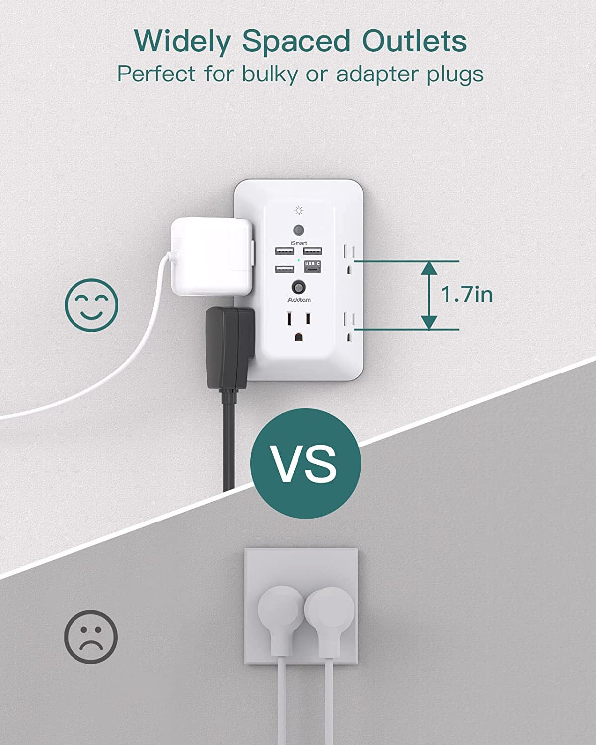 Surge Protector Outlet Extender w/ USB-C