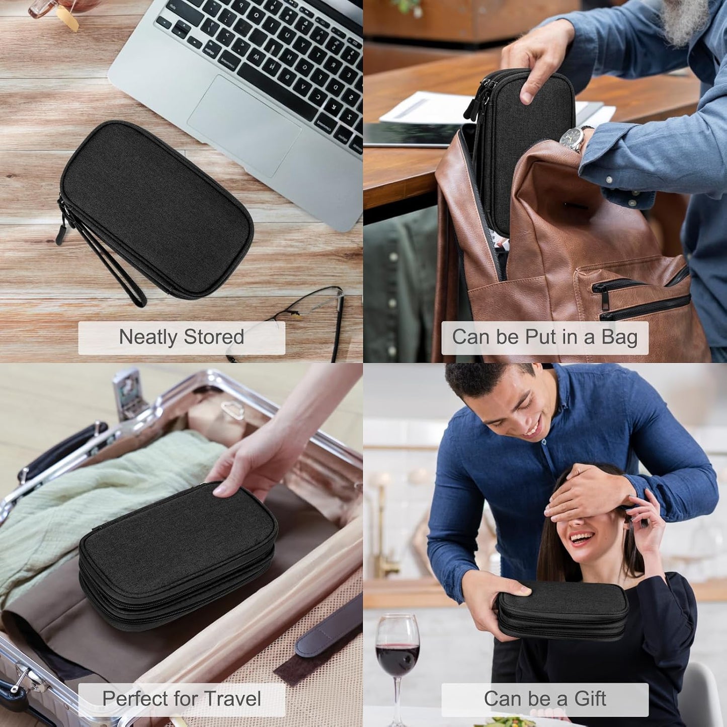 Travel Electronic Cable Organizer Black