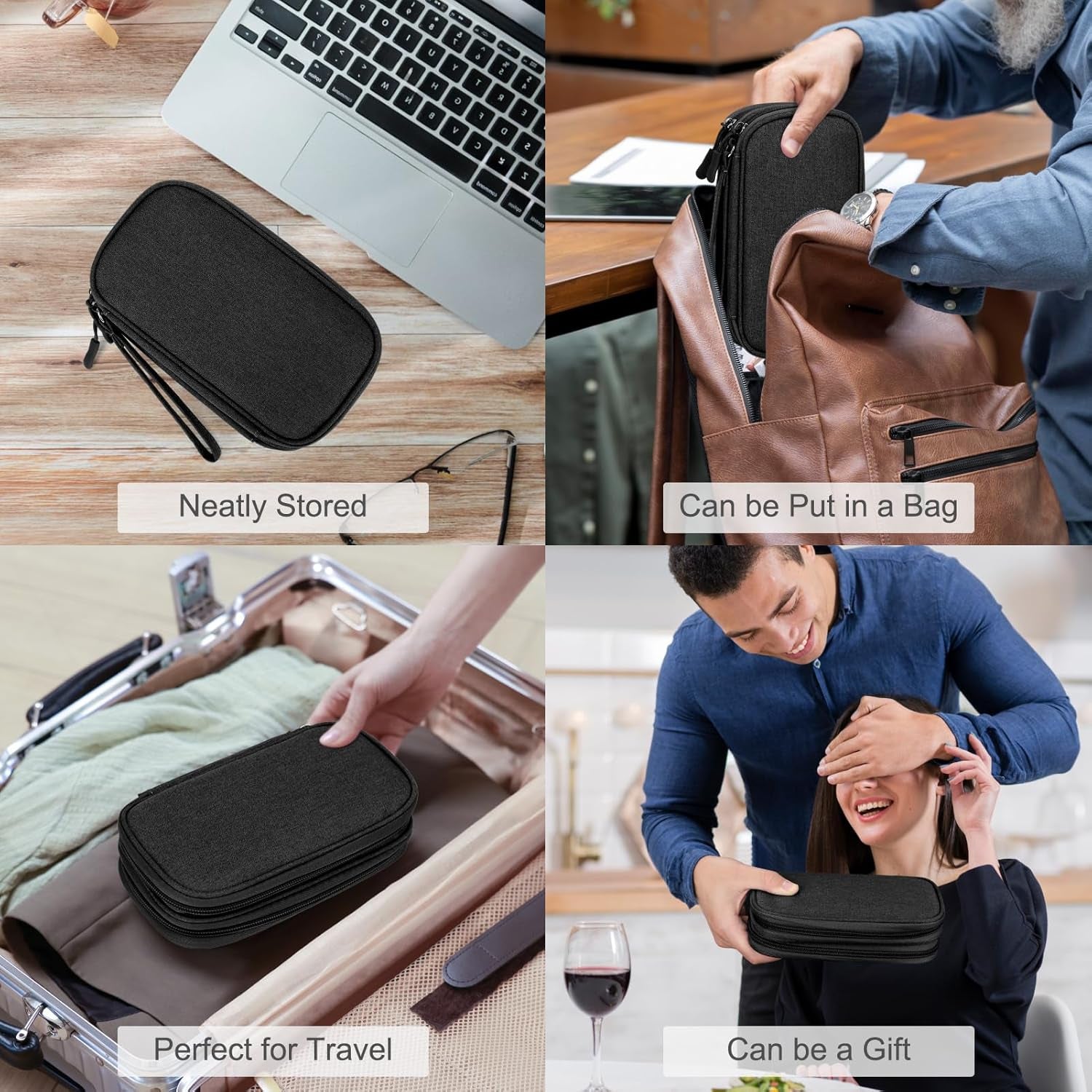 Travel Electronic Cable Organizer Black