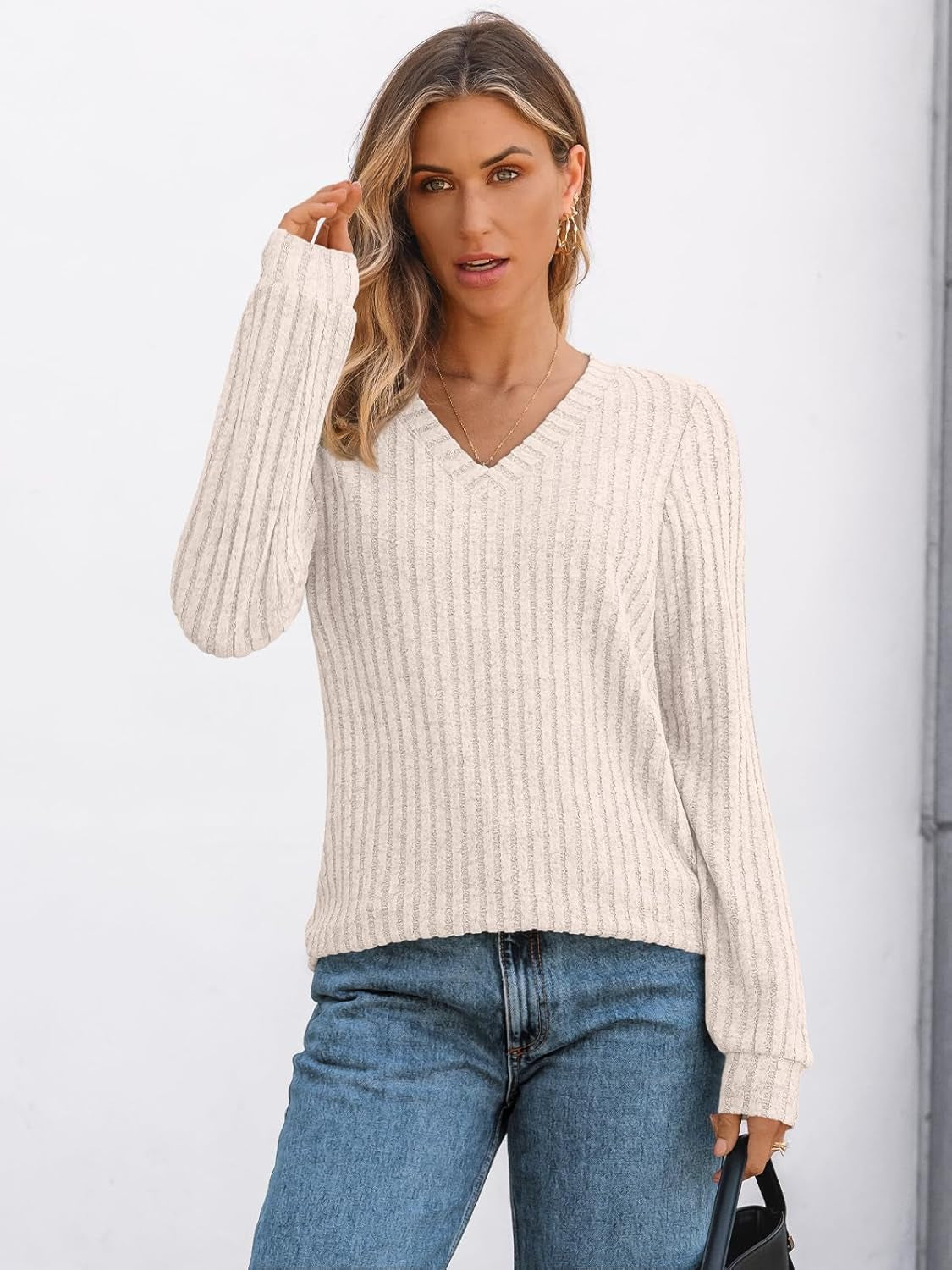 Womens V Neck Long Sleeve Shirt Fall