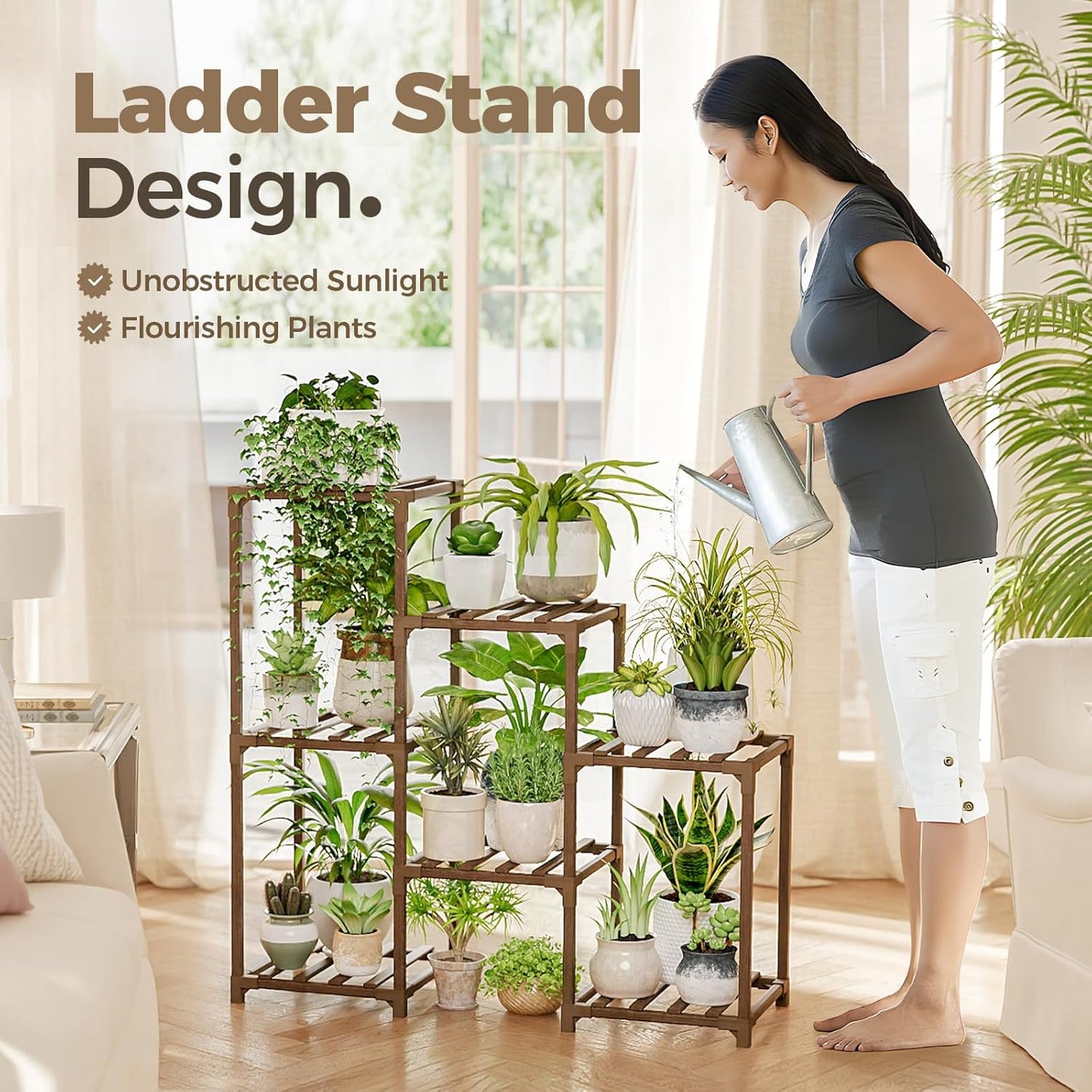 3-Tier Wooden Indoor Outdoor Plant Stand