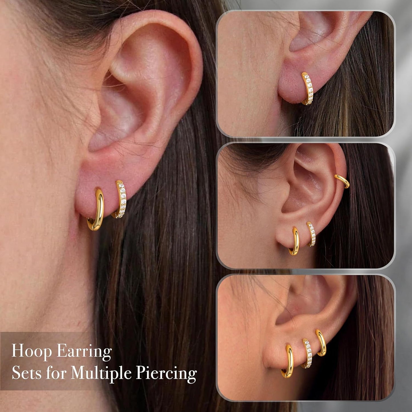 Small Gold Huggie Earrings Set Women Men