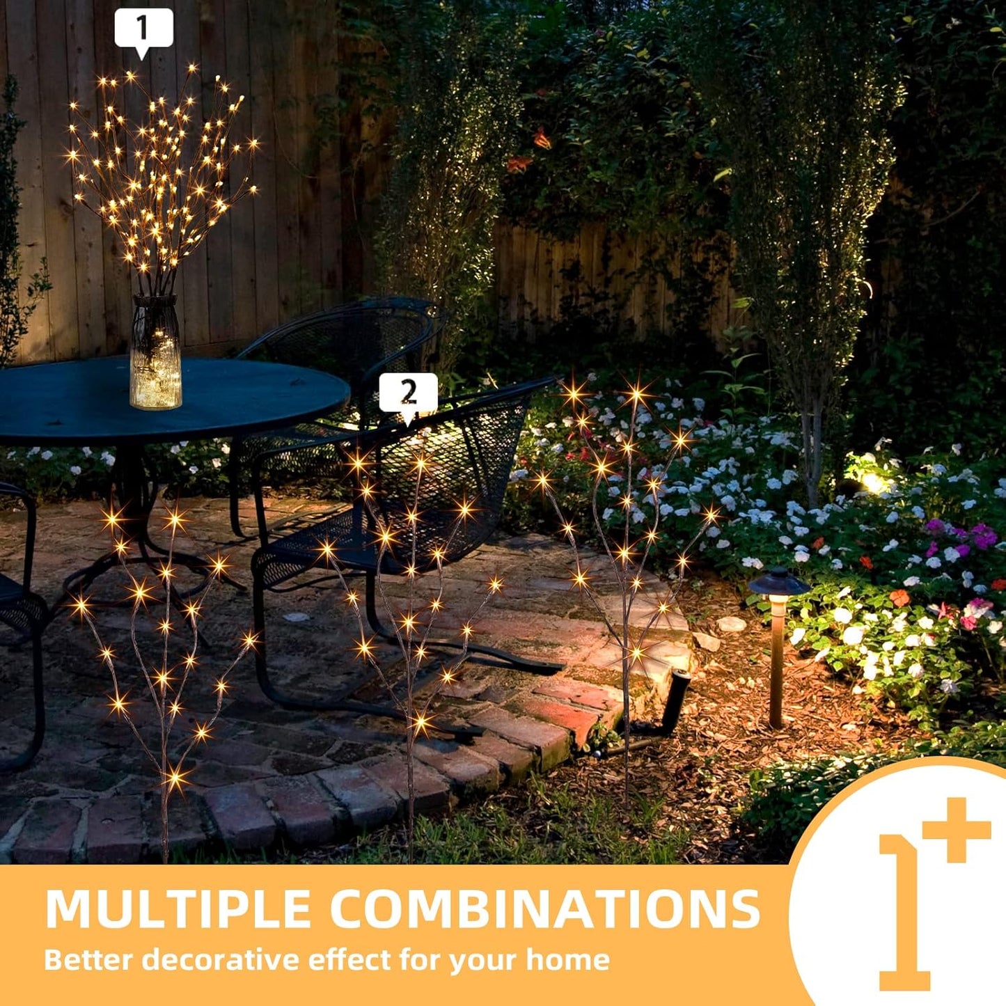 3PK Brown Lighted Twig Branches Pathway Light
