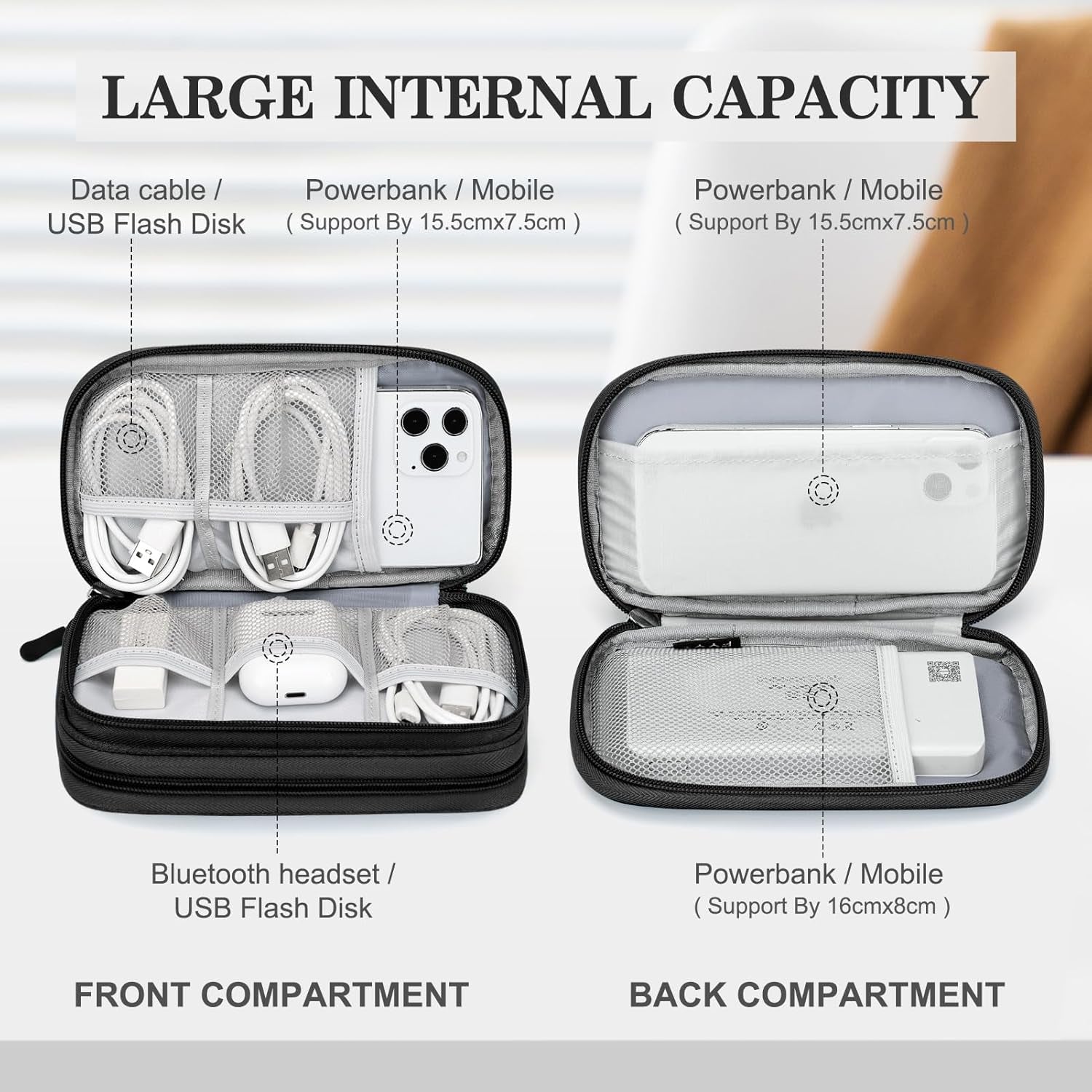 Travel Electronic Cable Organizer Black